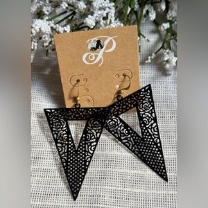 Plunder Black Geometric Triangle Earrings